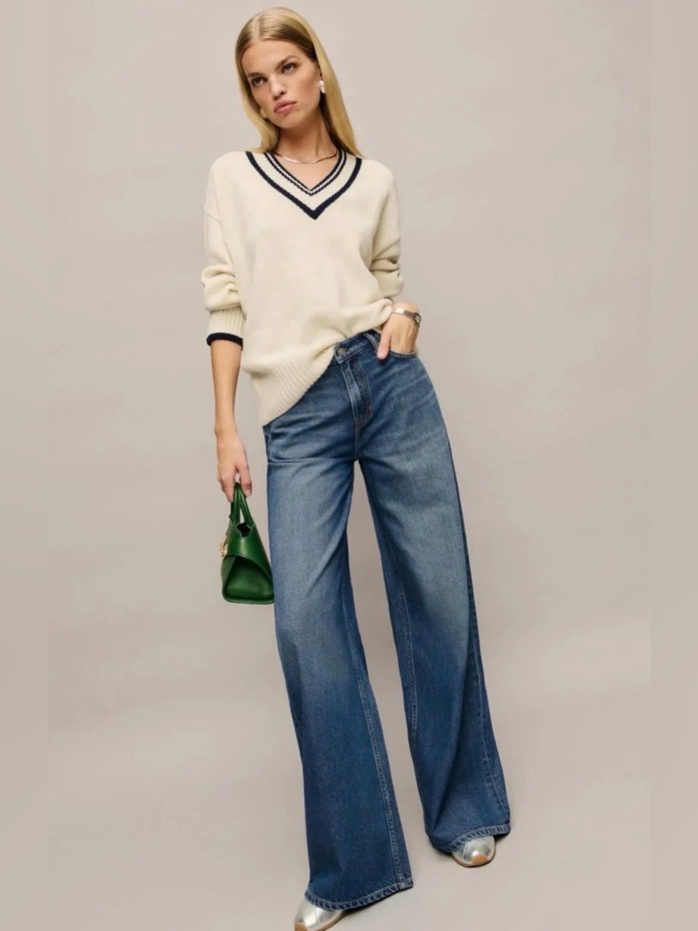 Reformation Rui Lived-In Wide Leg Baggy Jeans Blue Denim NWT 32 High Rise